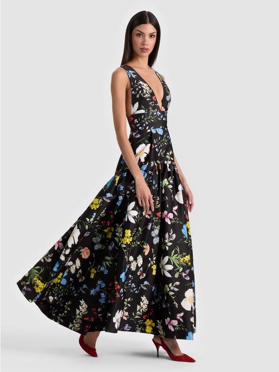 Alice + Olivia Dresses & Skirts - Alice + Olivia Black Floral Lila Gown
